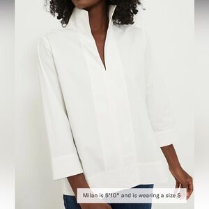 White Sullivan Stand Collar Blouse